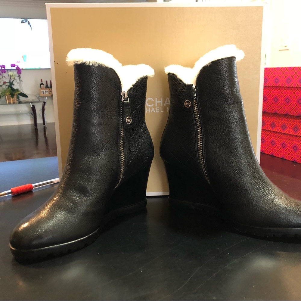 Michael Kors White Wedge Boots